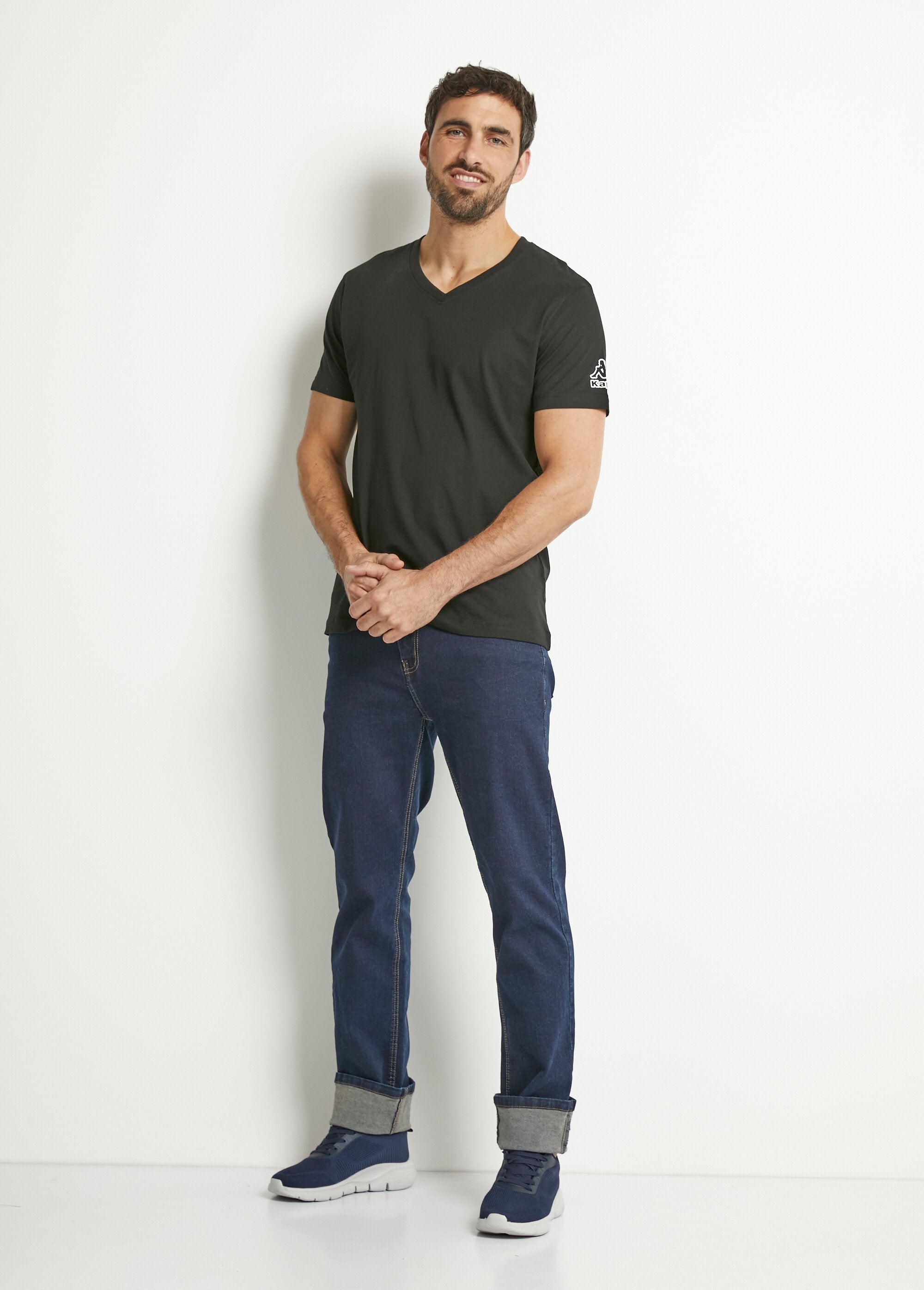 Pack_of_2_V-neck_logo_T-shirts,_light_Black_lot_2_SF1_slim