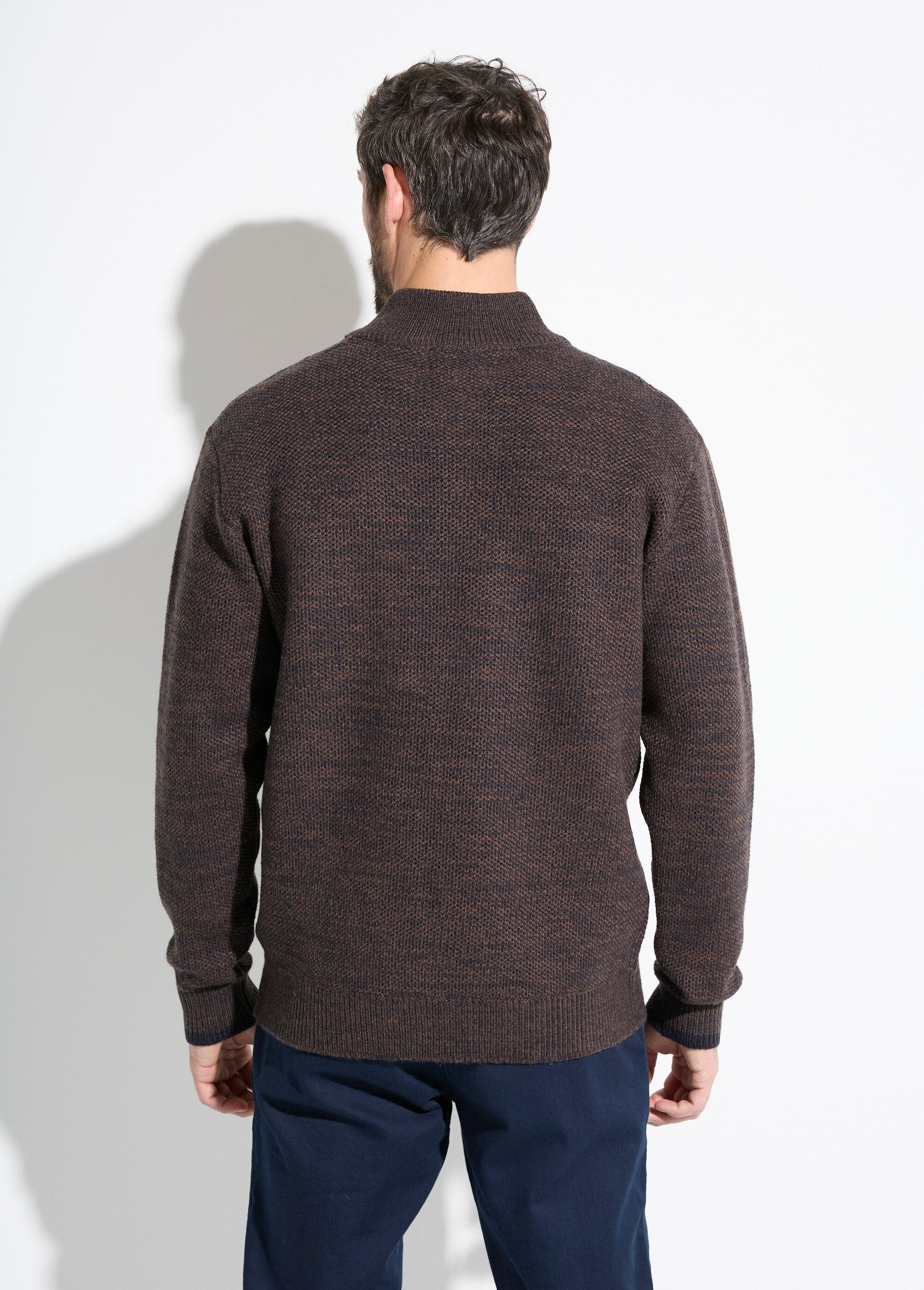 High-neck_zipped_sweater_in_heathered_wool_knit_Brown_DO1_slim