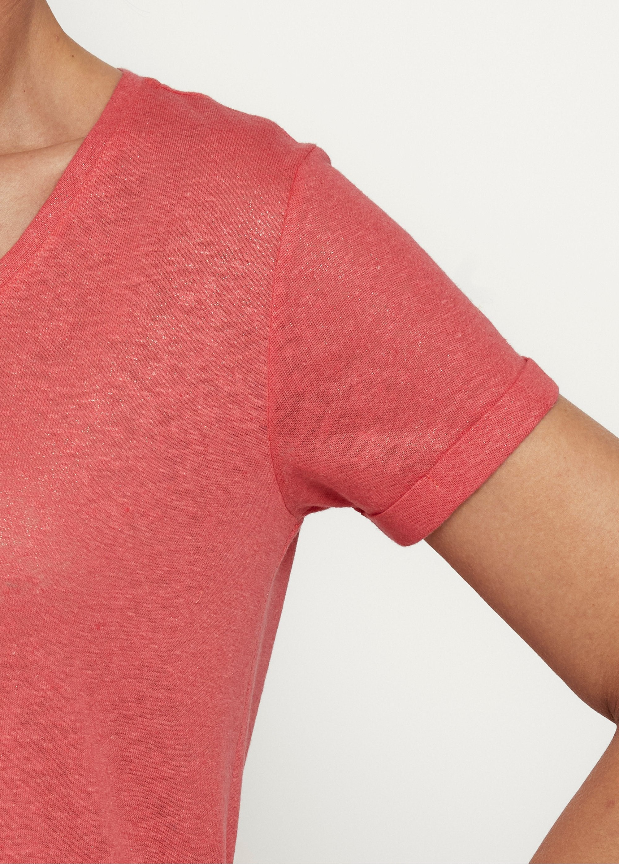 Metallic_mesh_t-shirt,_cotton_linen_Coral_DE1_slim