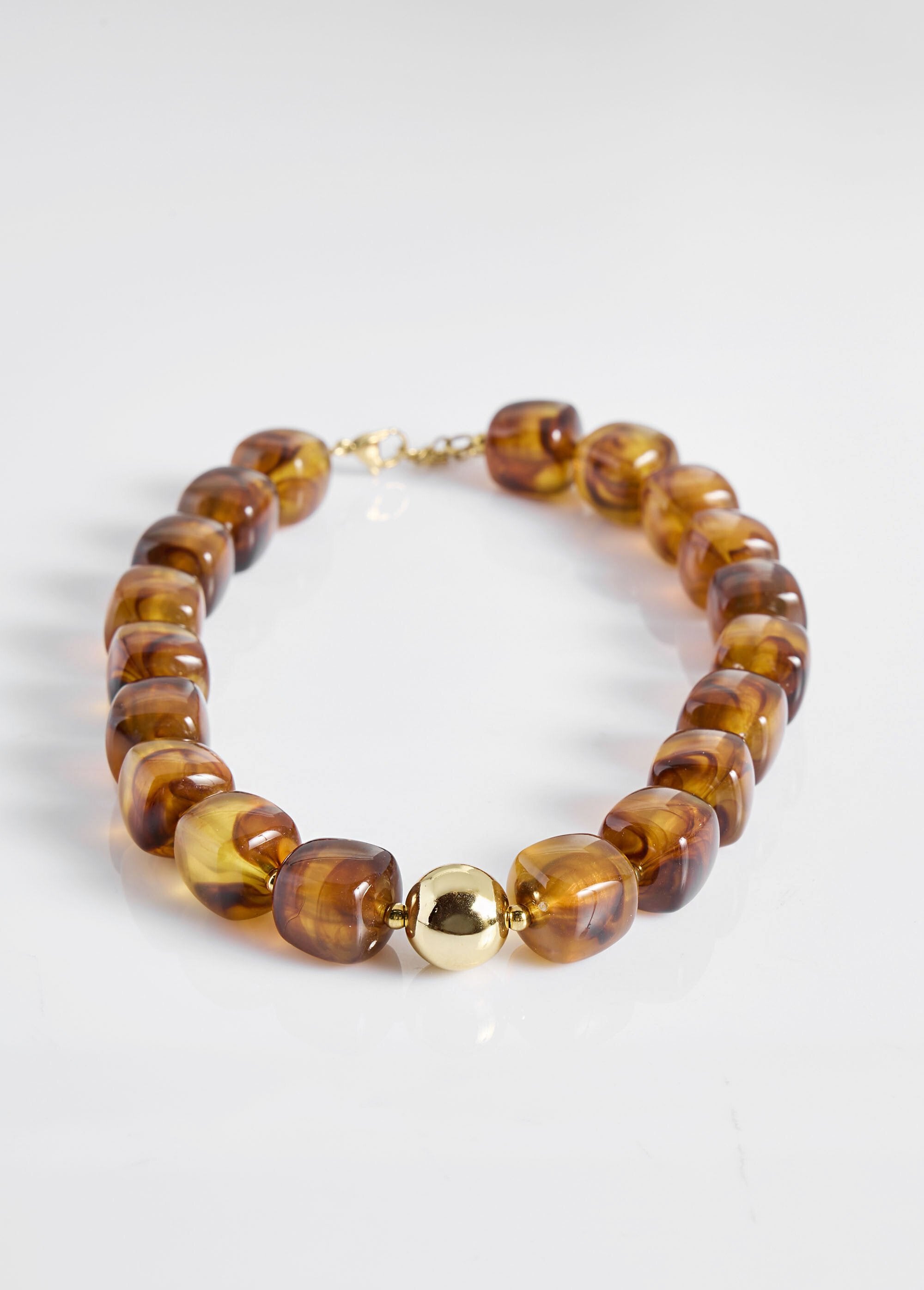 Resin_and_stainless_steel_bead_necklace_Brown_DE1_slim