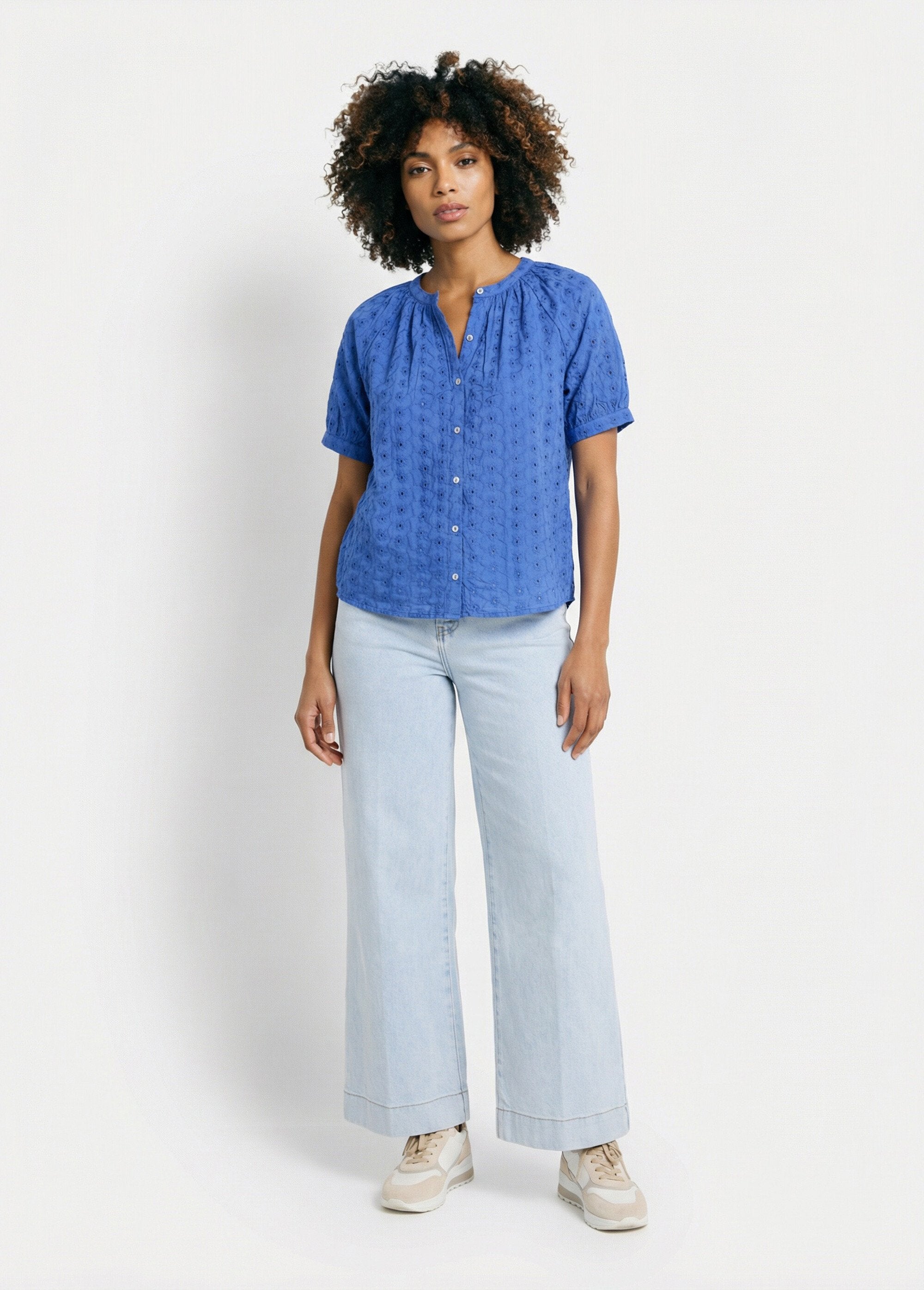 Loose-fitting_embroidered_cotton_blouse_without_collar_Blue_SF1_slim