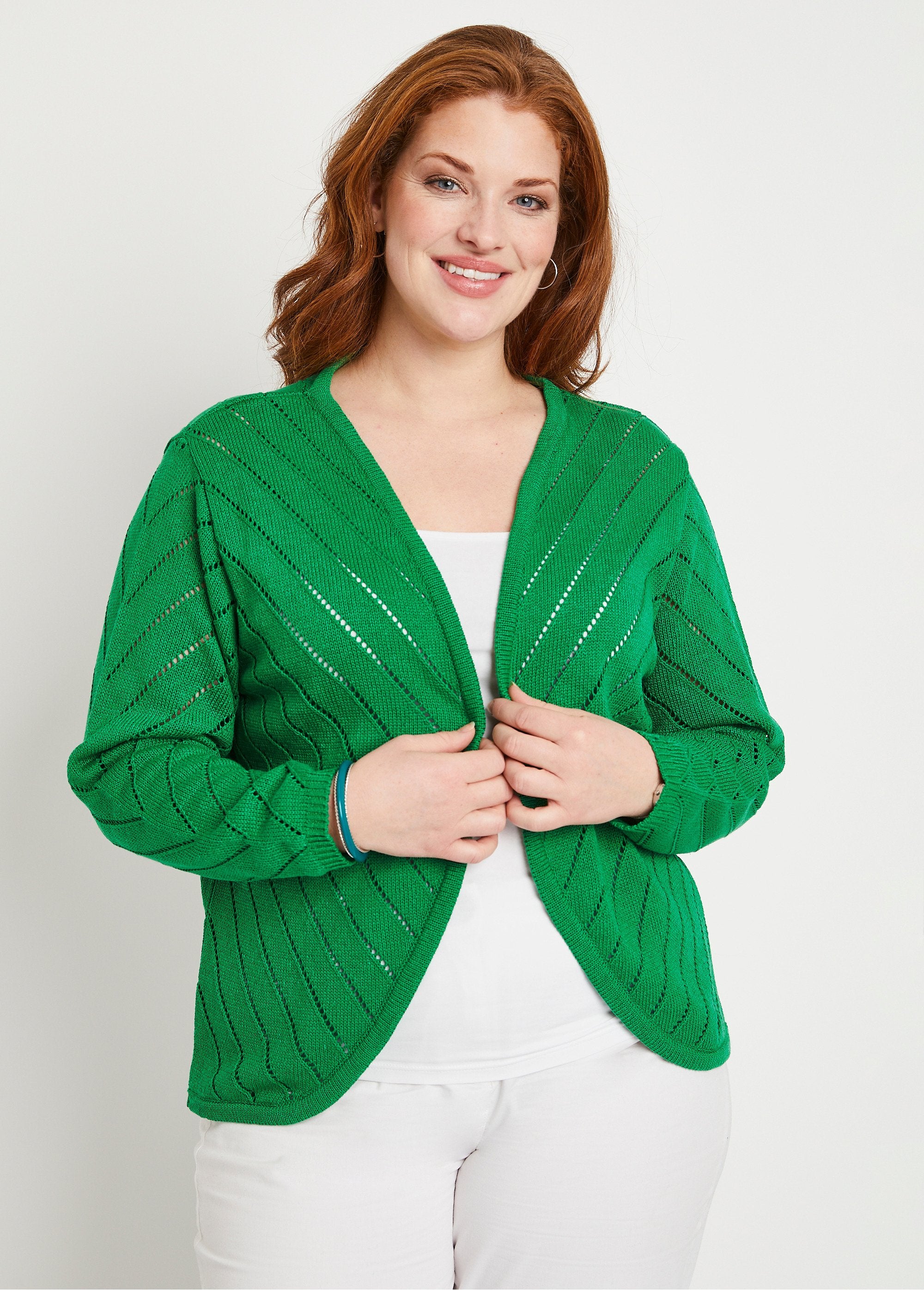 Fine_openwork_cotton_bolero_vest_Green_FA2_curvy