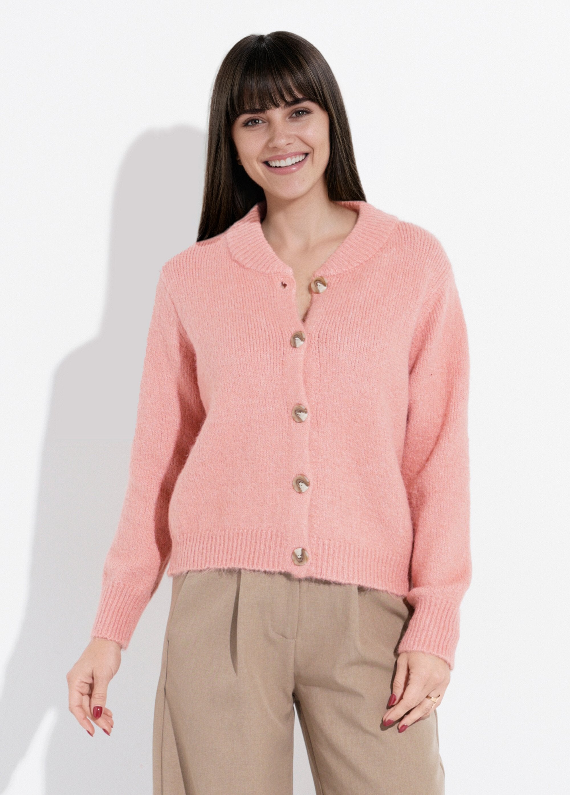 Gilet_en_maille_col_rond_fantaisie_Rose_FA1_slim