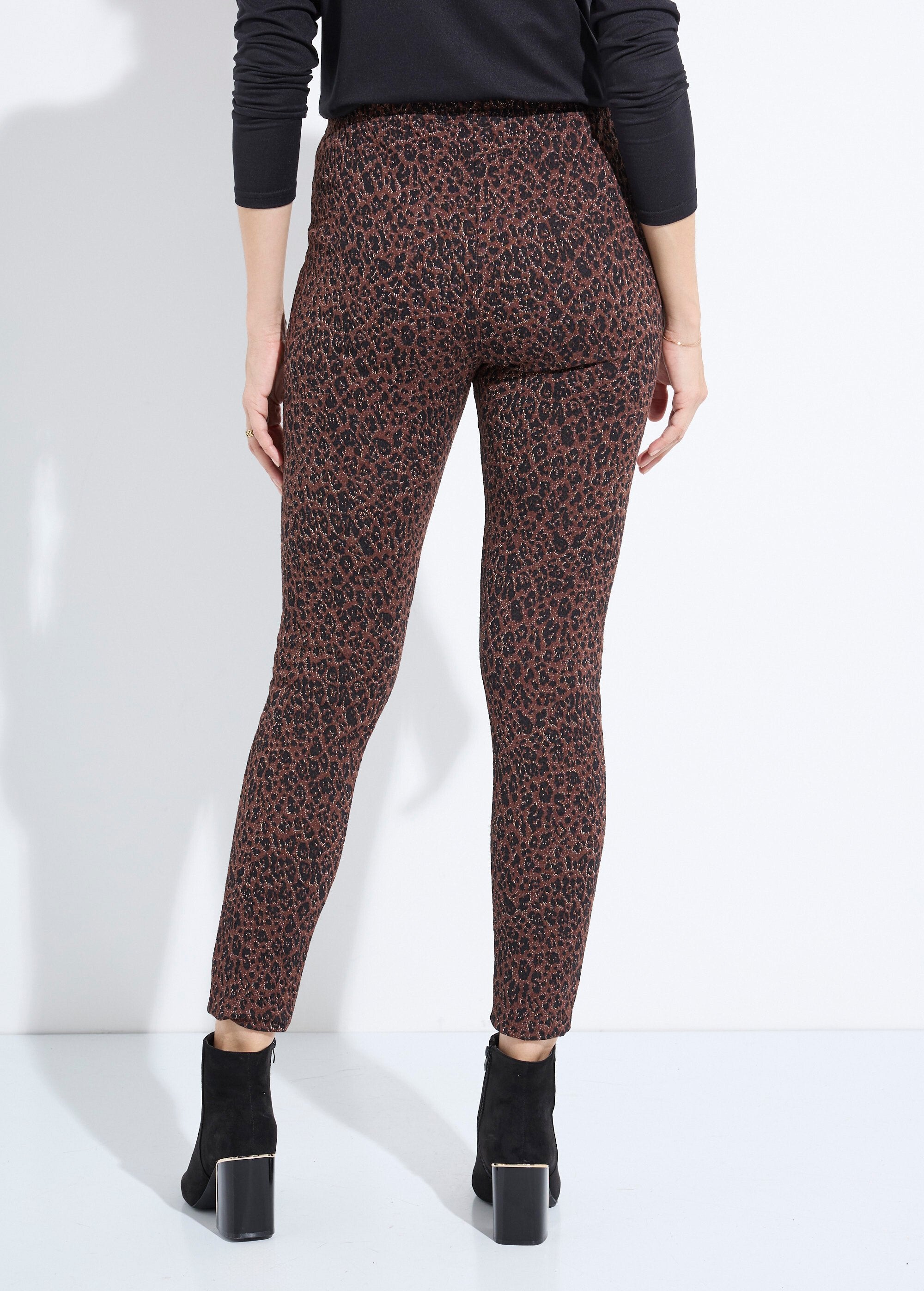 Animal_skin_jacquard_leggings_with_elasticated_waist_Marron_et_noir_DO1_slim
