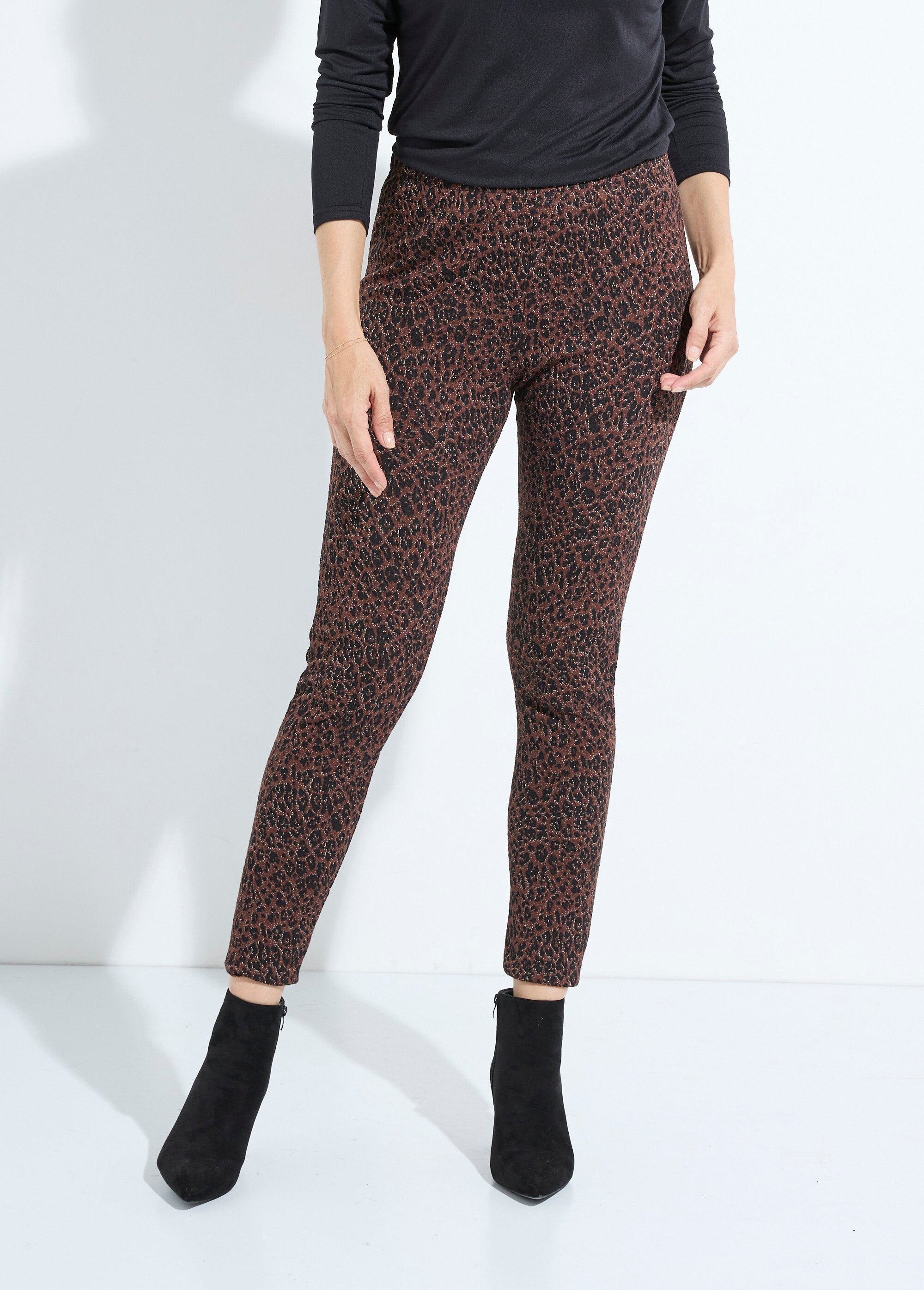 Animal_skin_jacquard_leggings_with_elasticated_waist_Marron_et_noir_FA1_slim
