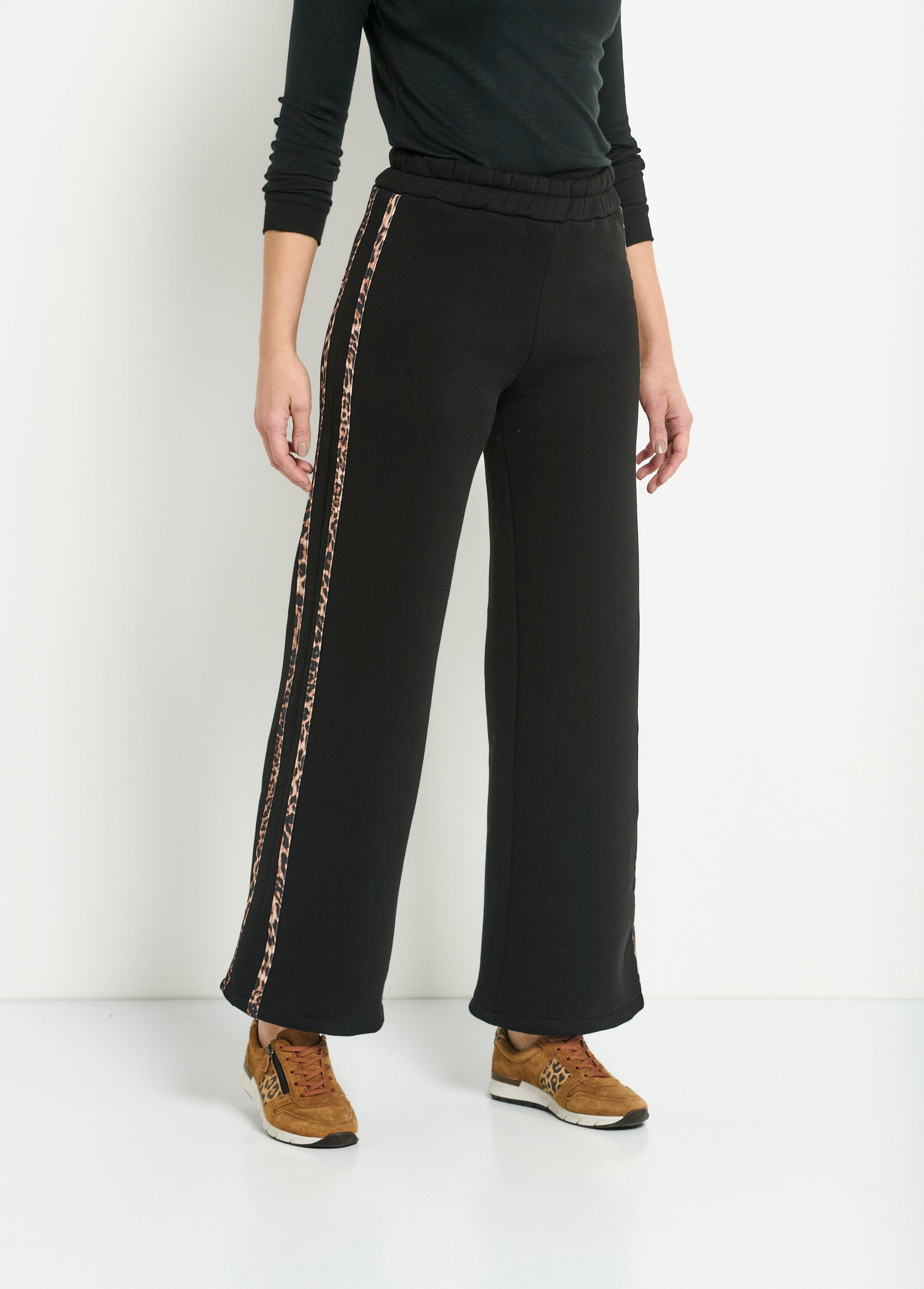 Pantalon_molletonné_confort_bandes_léopard_Noir_FA1_slim