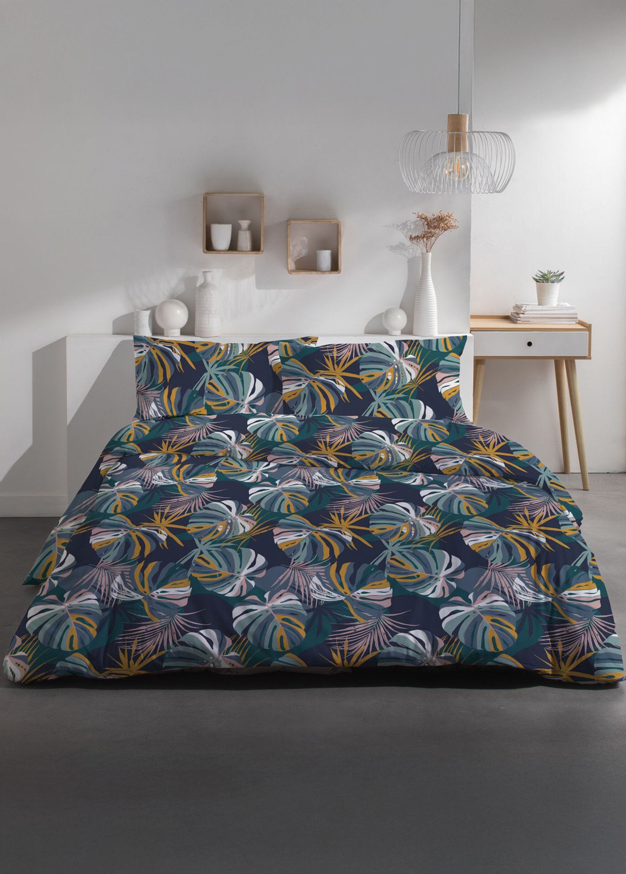 Pure_cotton_bedding_set_240_x_220cm,_Foliage_Turquoise_blue_FA1_slim