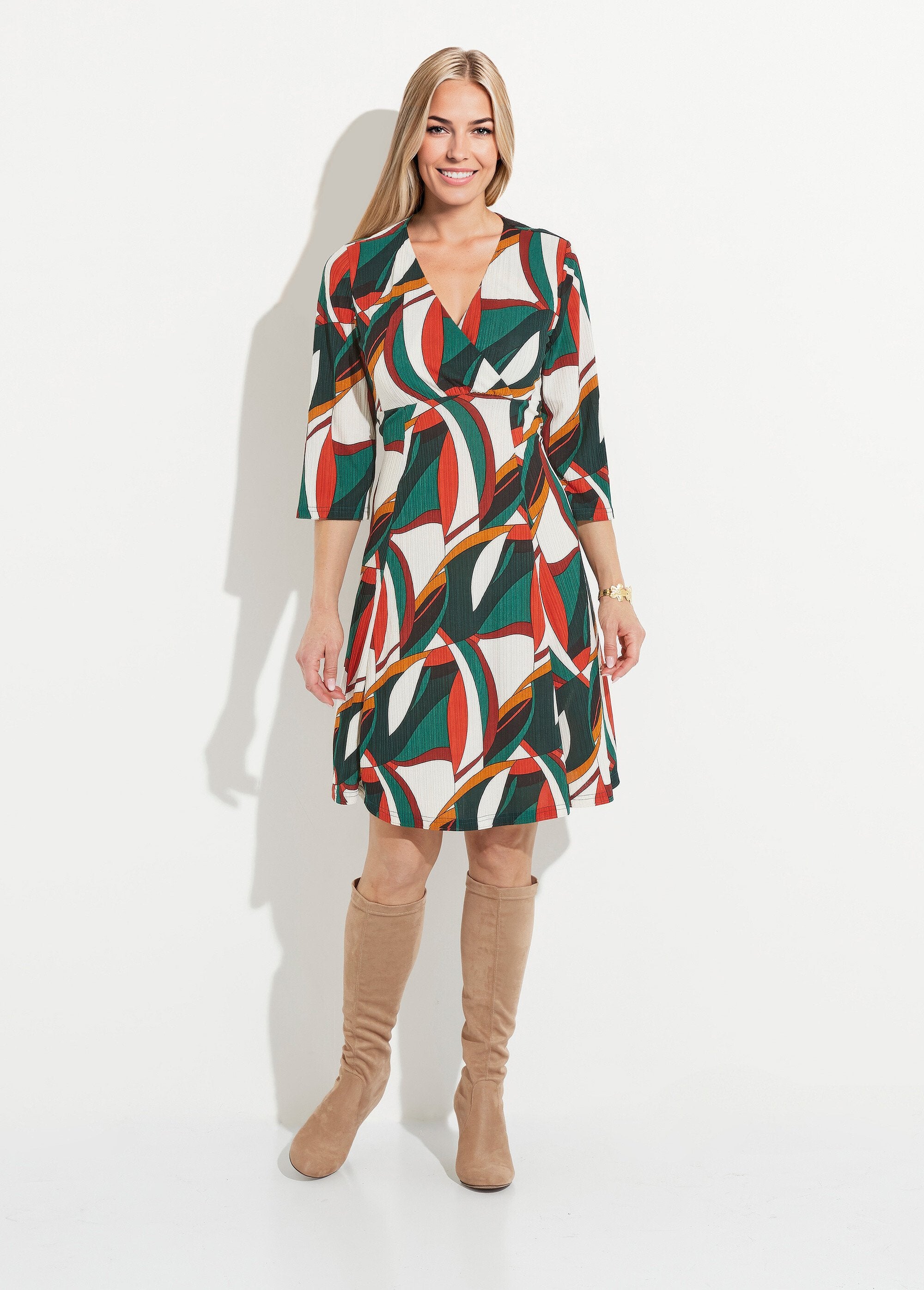 Short_wrap_dress_with_multi-colored_graphic_print_Green_print_FA1_slim