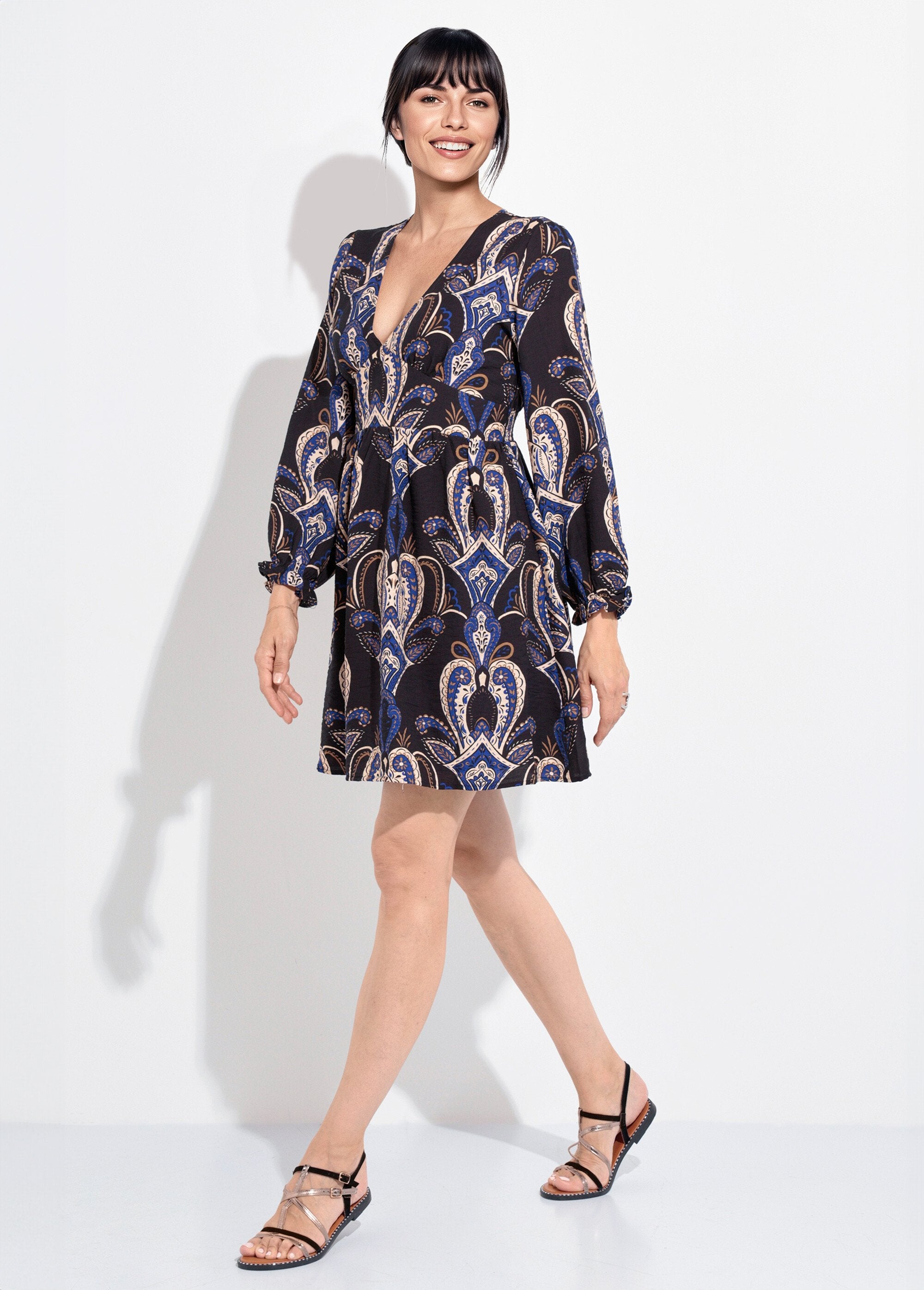 Short_paisley_print_V-neck_dress_Marine_FA1_slim