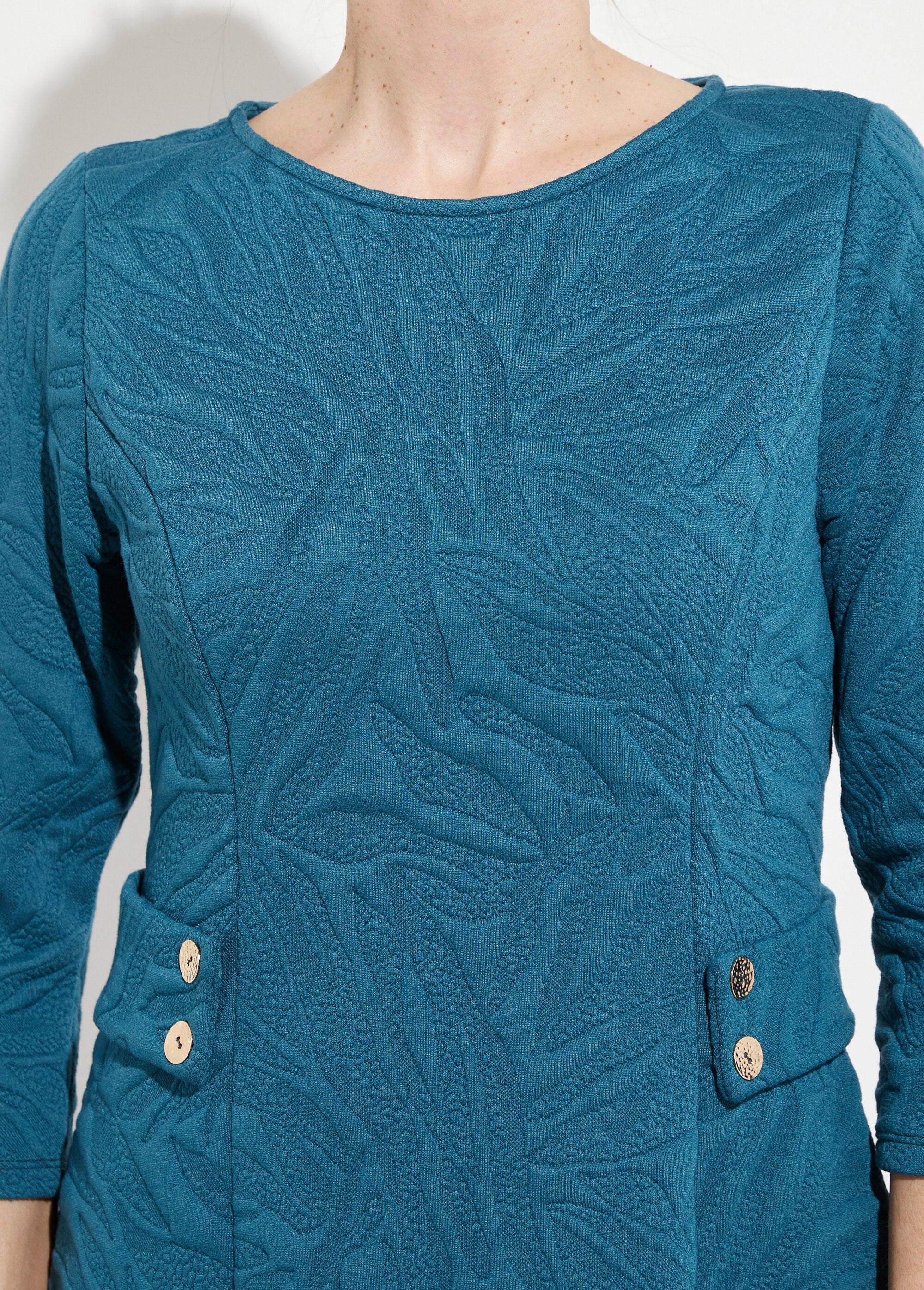 Robe_courte_galbée_jacquard_reliefé_Bleu_canard_DE2_slim