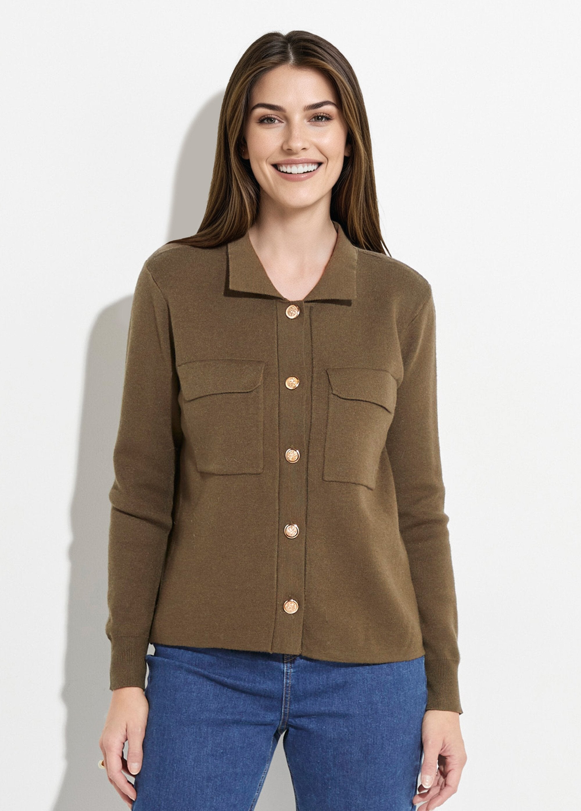 Jacquard_knit_jacket_with_metal_buttons_Khaki_FA1_slim