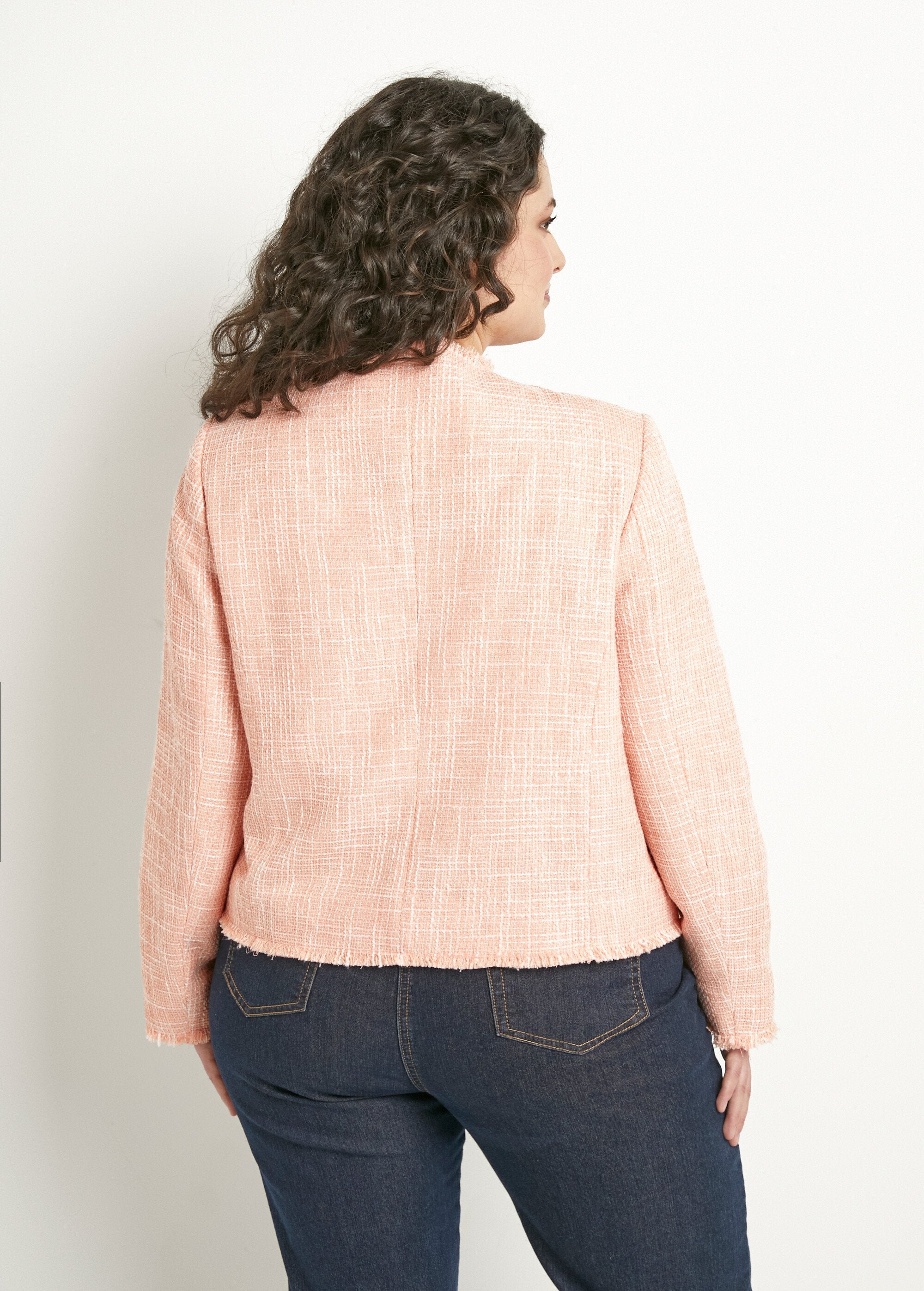 Short_buttoned_collarless_jacket_in_plain_woven_fabric_Apricot_DO1_curvy